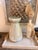 Large Robin’s Egg Blue/White and Brushed Gold Distressed Ceramic Vase | Textured Floor Vase For Sale - Image 4 of 9