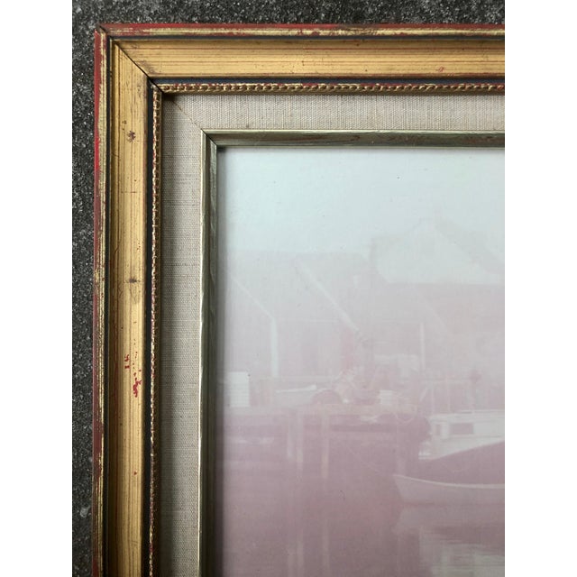 Tan Wayne T Macdonald Vintage "Reverie" Foggy Marina Signed Photograph in Frame For Sale - Image 8 of 10