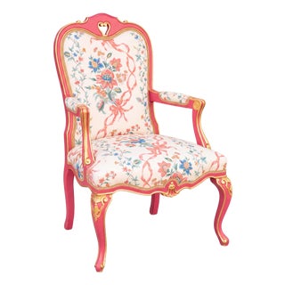 Hollywood Regency Bergere Chair French Styling Pink W/ Giltwood Accents For Sale
