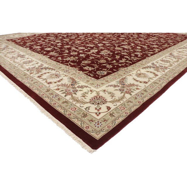 76697 Vintage Chinese Tabriz Rug, 12’00 x 15’04. The Imperial Garden: A Chinese Tabriz Masterpiece of Timeless Elegance...