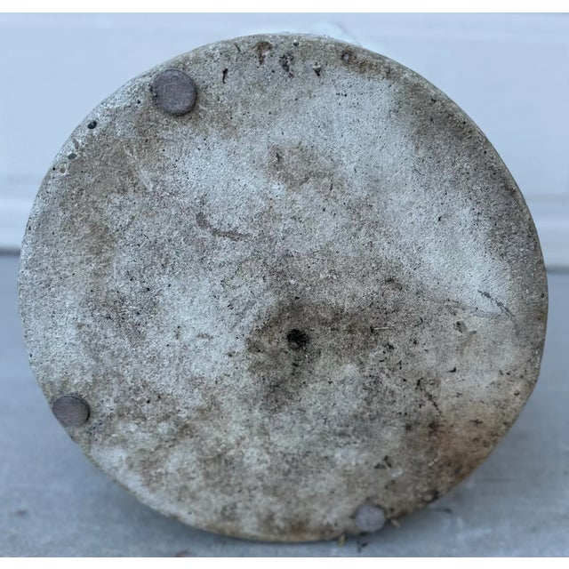 Antique Round White Cement Relief Cherub Planter For Sale - Image 11 of 12