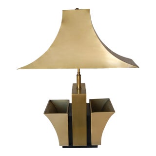 Brass Pagoda Table Lamp W/ Double Planter For Sale
