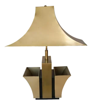 Brass Pagoda Table Lamp W/ Double Planter