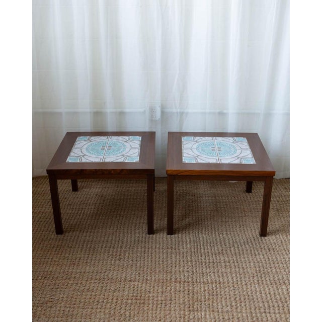 Wood 1970s Danish Modern Rosewood and Tile Side Tables - A Pair For Sale - Image 7 of 11