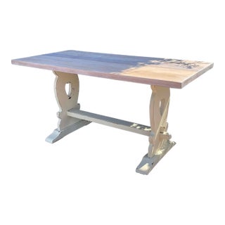 Antique English Solid Oak Kitchen Table 1900 For Sale