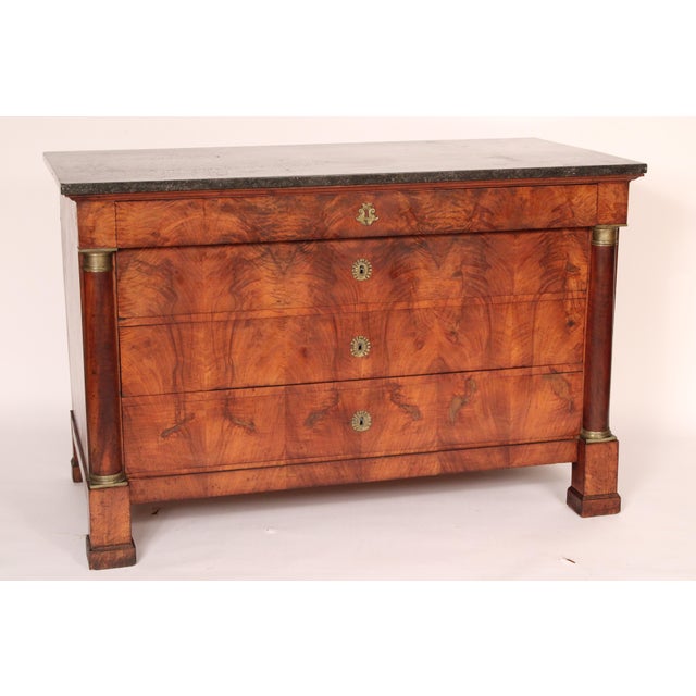 Traditional Early 19th Century Empire Burl Walnut Chest of Drawers With Marble Top For Sale - Image 3 of 14