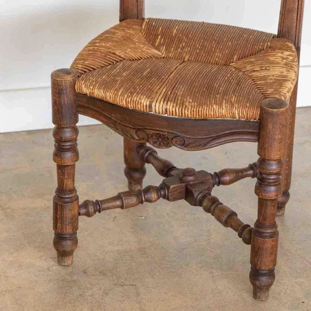 1940s French Carved Wood and Woven Chair For Sale - Image 11 of 12
