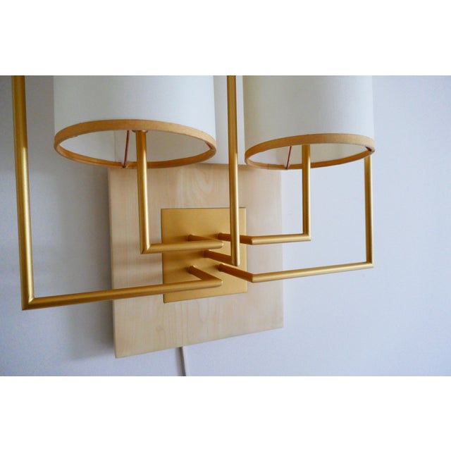 Wall Sconce Tiges5 in Patinated Gold Metal and Fabric by Aymeric Lefort For Sale - Image 4 of 14
