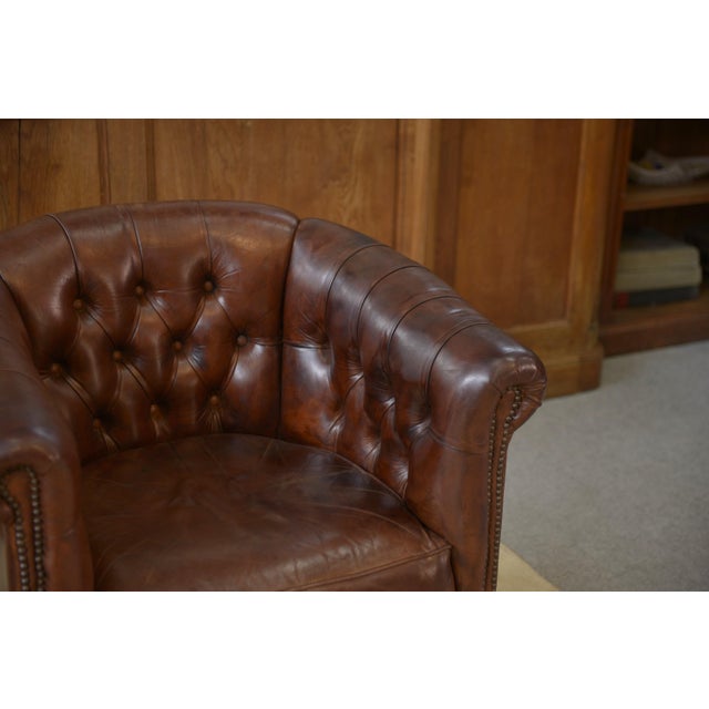 Vintage Leather-Upholstered Club Chairs, 1990s, Set of 2 For Sale - Image 9 of 14