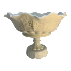 Mid 20th Century Paneled Grape Skirted and Footed Compote Dish by Westmoreland Glass