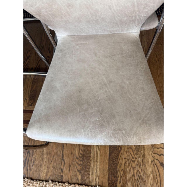 Set of 6 Davis Furniture Chrome and Leather Dining Chairs A more modern version of the Knoll Cesca chair—a timeless...