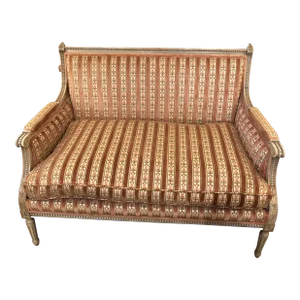 Louis XVI Style Painted Wood and Velvet Loveseat