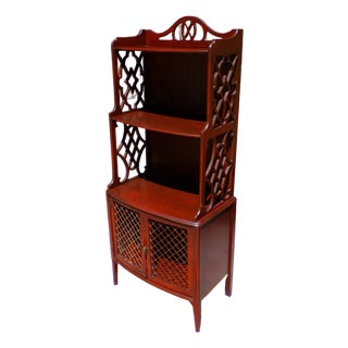 Vintage Mahogany Chippendale Style Bookcase Bookshelf Etagere Display Shelves For Sale