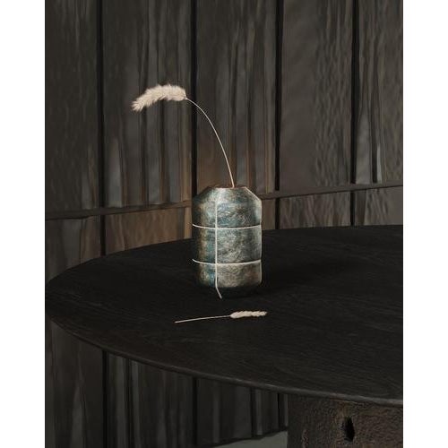 Contemporary Navazi Decoration Vase in Scorched Coal Ceramic and Stainless Steel by Svitanok For Sale - Image 3 of 9