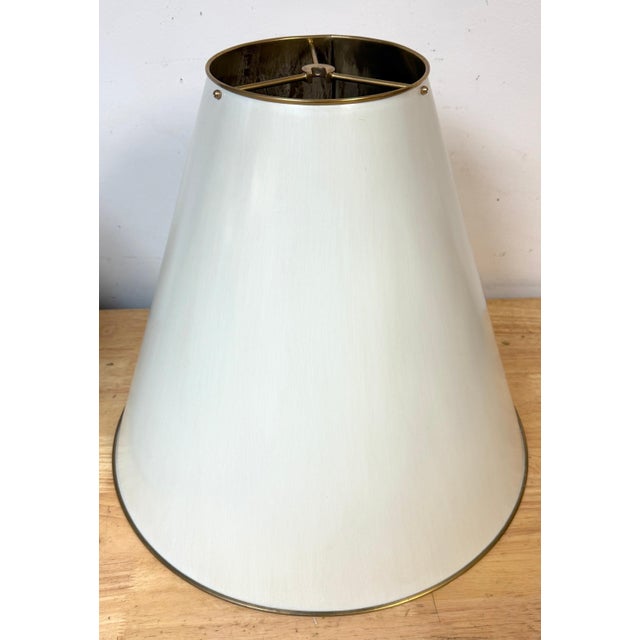 White Late 20th Century French Modern Brass & Parchment Enamel Lamp Shades, Style of Royère - a Pair For Sale - Image 8 of 14