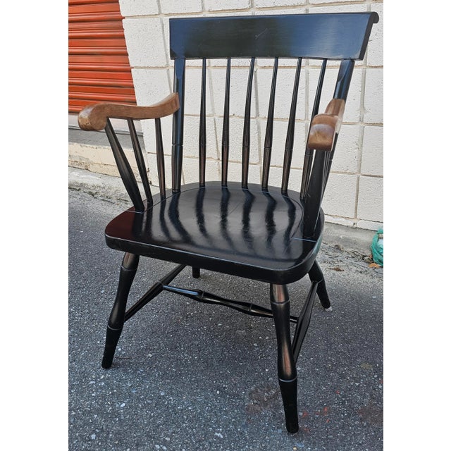 Ebony Nichols and Stone 20th Century Ebonized Maple Windsor Armchair For Sale - Image 8 of 11