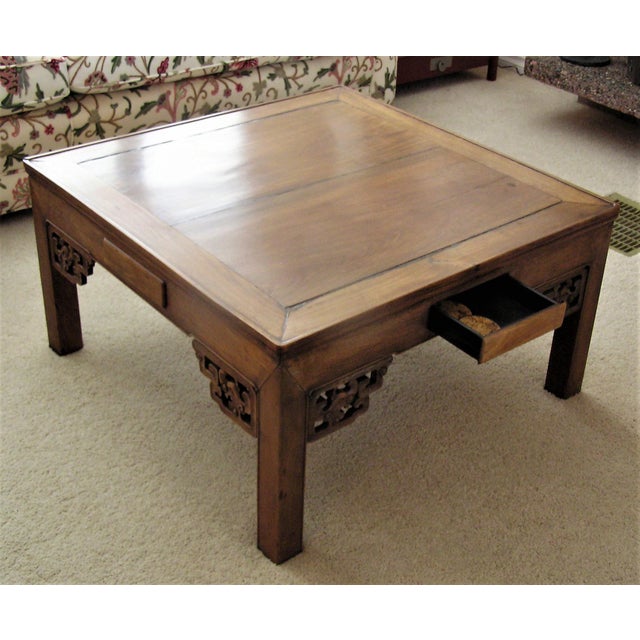 20th Century Chinese Rosewood Coffee Table Formerly a Mahjong Table
