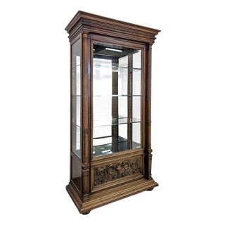 Renaissance Walnut Silverware with Beveled Glass For Sale