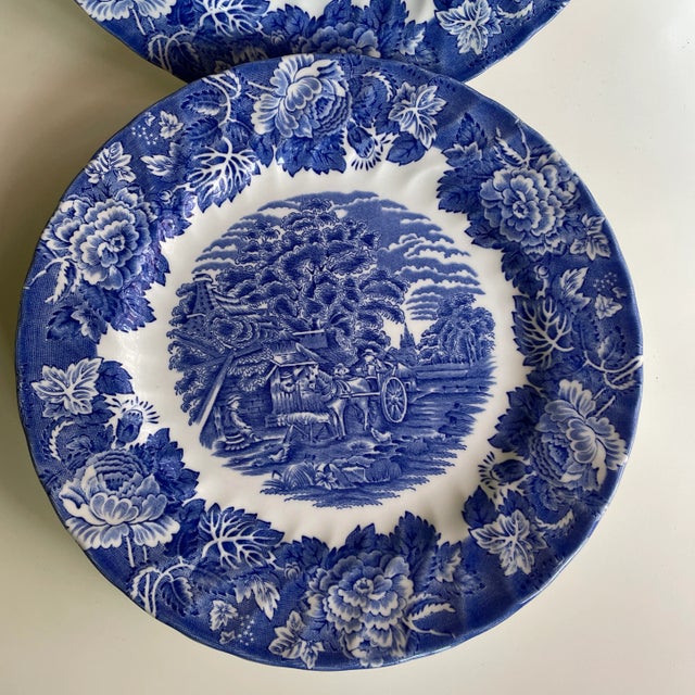 EVER GREENSandy Weston Blue Moses他10枚 90's Wood & Sons English Dinner Plates- Set of 6 | Chairish