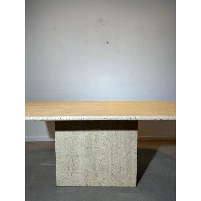 Vintage Travertine Dining Table For Sale - Image 4 of 5