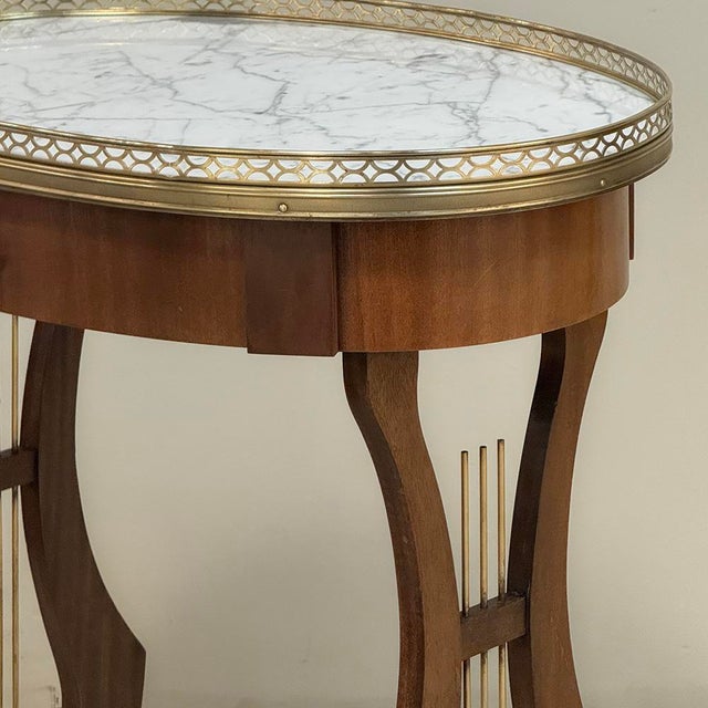 Antique French Neoclassical Oval End Table With Carrara Marble For Sale In Dallas - Image 6 of 17