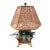 Vintage Tole Metal Palm Leaf Faux Bamboo Cache Pot Regency Wicker Shade Table Lamp For Sale