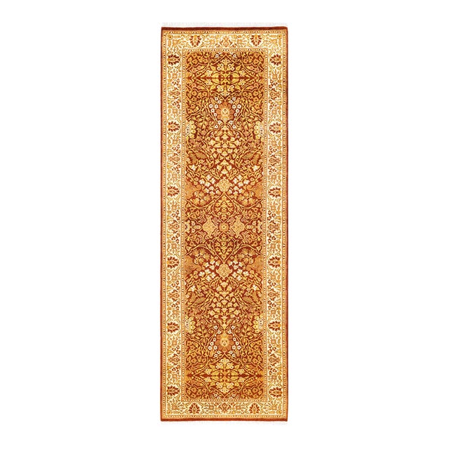 Mogul, One-of-a-Kind Hand-Knotted Runner Rug - Orange, 2' 7" x 8' 3" For Sale
