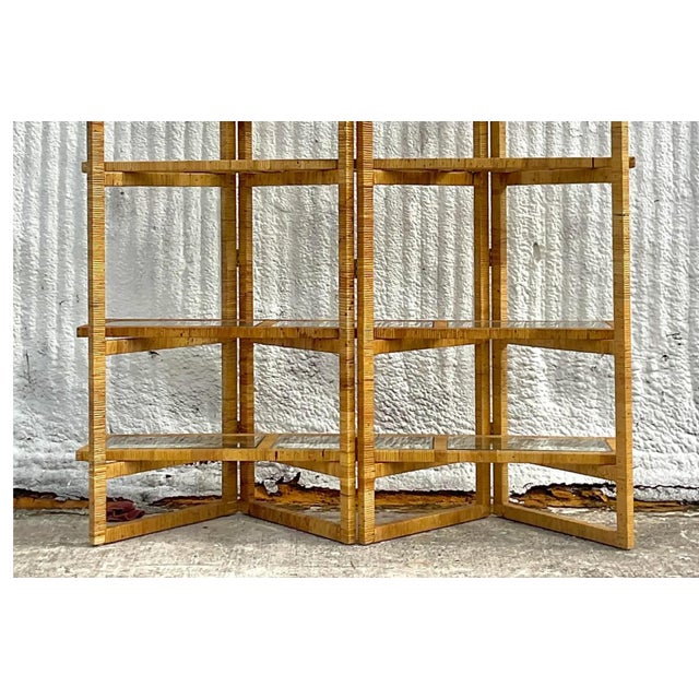 Vintage Coastal Arched Folding Rattan Etagere For Sale - Image 12 of 12