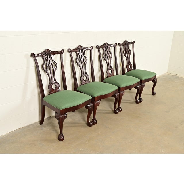 Thomasville Thomasville Chippendale Carved Mahogany Dining Chairs, Set of Four For Sale - Image 4 of 13