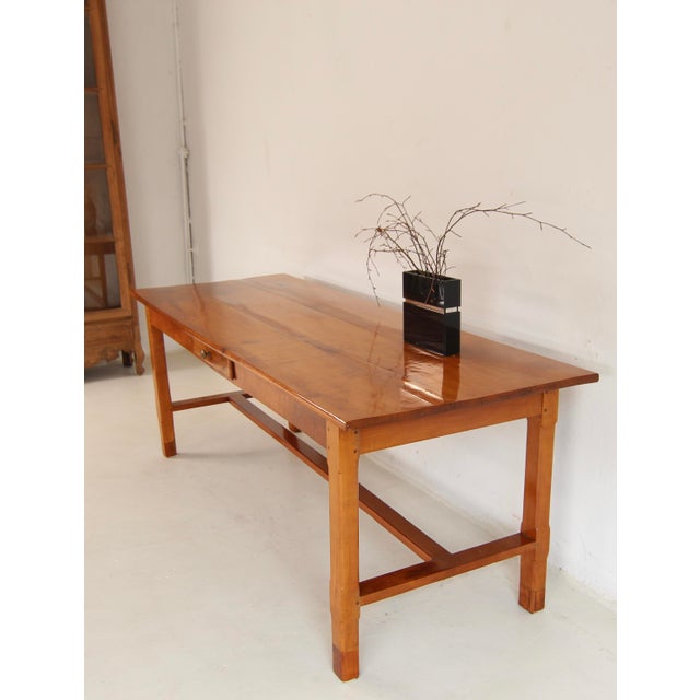 Tan Vintage Cherrywood Dining Table For Sale - Image 8 of 18
