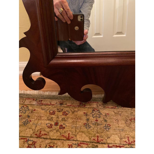 1980s Flame Mahogany Chippendale Shield Mirror For Sale - Image 5 of 8