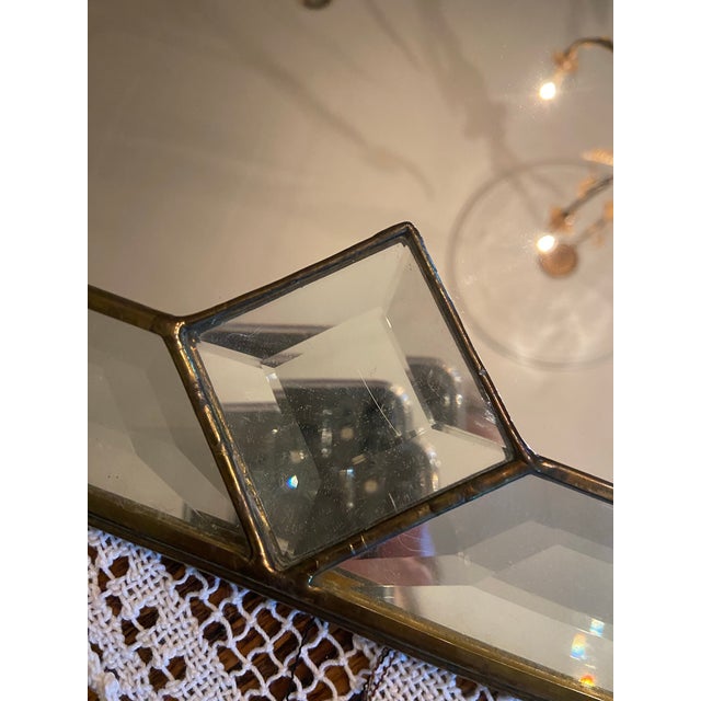 Vintage Post Modern Brass and Beveled Glass Mirror For Sale - Image 4 of 9