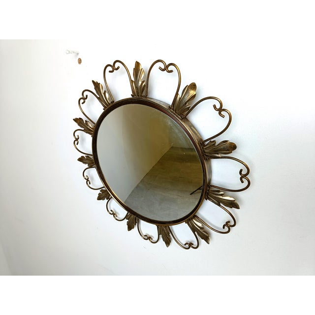 1960s Vintage Brass Sunburst Mirror, 1960s For Sale - Image 5 of 10