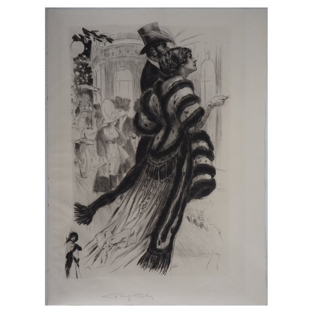 Alméry Lobel-Riche, Elegant Couple, Original Lithograph For Sale