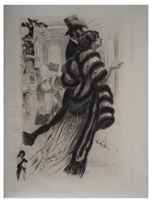 Alméry Lobel-Riche, Elegant Couple, Original Lithograph