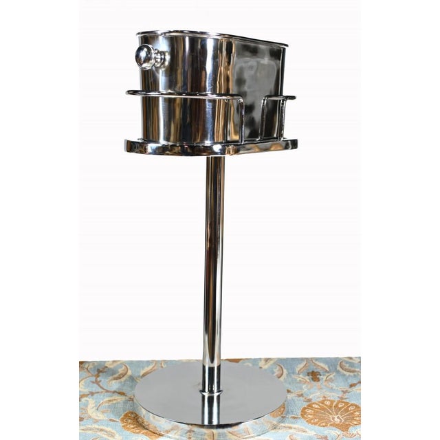 Art Deco Silver Plate Champagne Cooler Wine Stand For Sale - Image 4 of 8