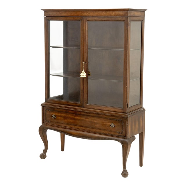 Queen Anne Style Mahogany Display Cabinet For Sale