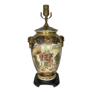 1970s Satsuma Style Chinoiserie Lamp by Turtle and Crane