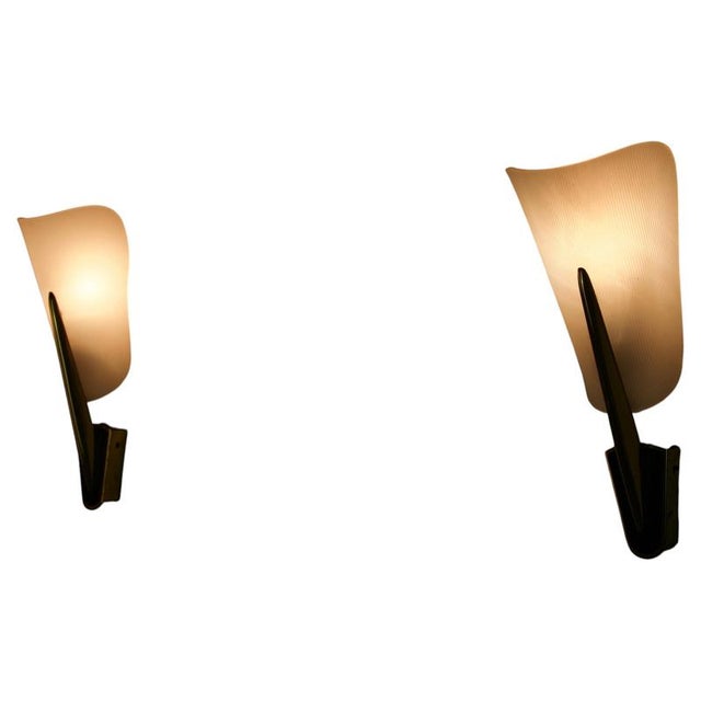 Mid-Century Brass and Acrylic Glass Wall Lamps, Italy, 1960s, Set of 2 For Sale - Image 11 of 11