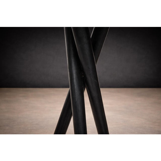 Wood Pair of Bar Stools in Hardwood & Leather, Unknown, 1950s For Sale - Image 7 of 9