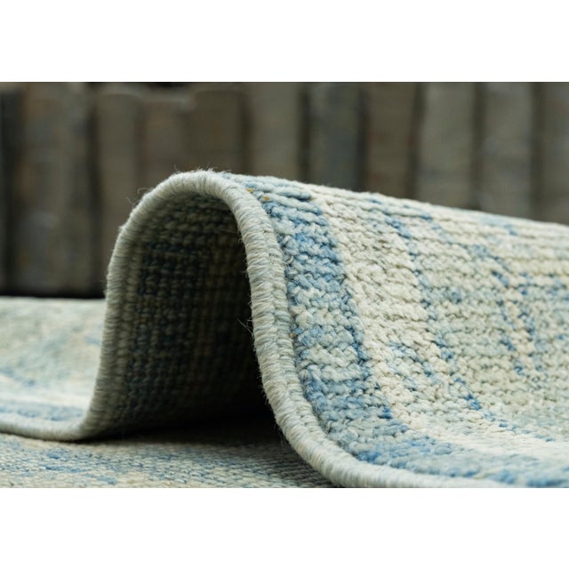 Blue Turkish Oushak Runner Rug 3' x 11'10" #17814 For Sale - Image 8 of 8
