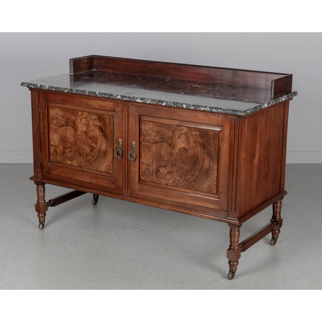 English 19th Century English Marble Top Walnut Sideboard by P. E. Gane For Sale - Image 3 of 10