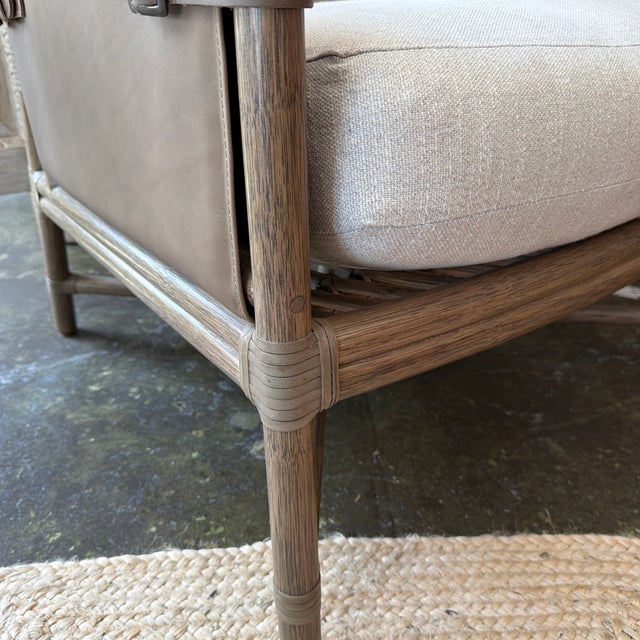 McGuire McGuire Bercut Rattan Leather Chair For Sale - Image 4 of 12