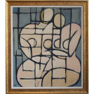 Postwar European Artist, The Vanguard Series Nr. XXVI Abstract Composition, 1950s-1970s, Oil on Board, Framed For Sale