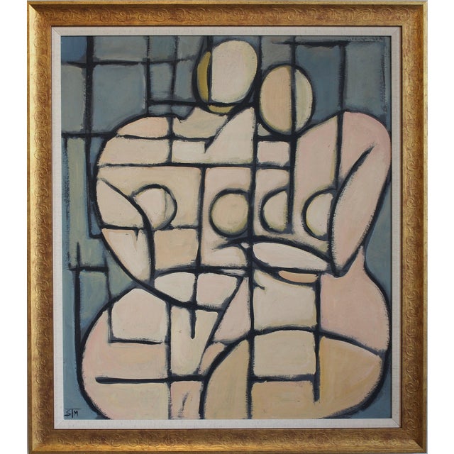 Postwar European Artist, The Vanguard Series Nr. XXVI Abstract Composition, 1950s-1970s, Oil on Board, Framed For Sale