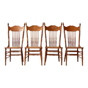Antique Pressed Back Dining Chairs- Set of 4