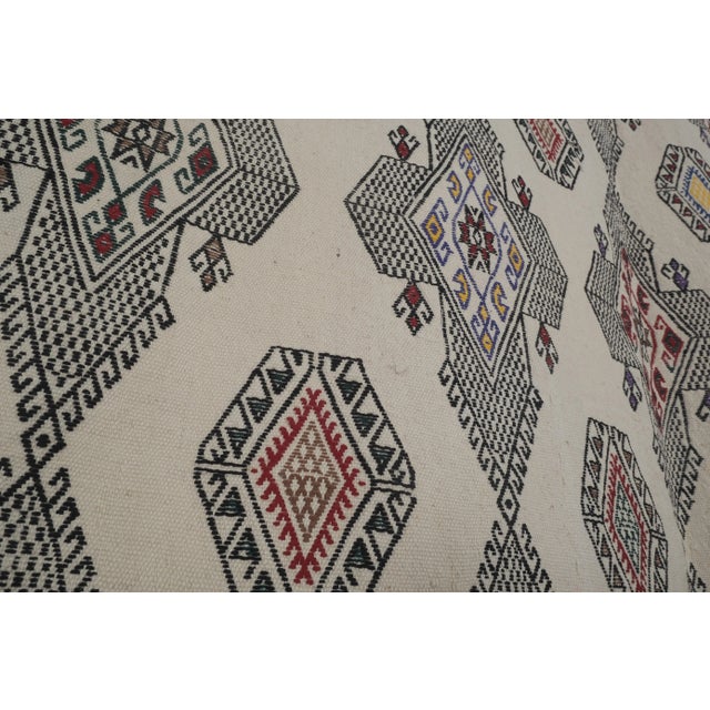 Ecru Vintage Geometrical Turkish Kilim Rug 5'1'' X 7'4'' For Sale - Image 8 of 13