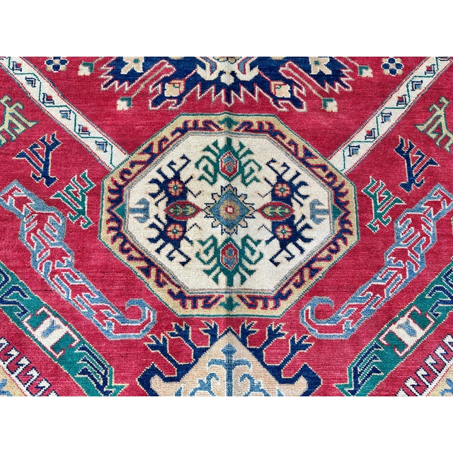 Red Red Karachov Kazak Hand-Knotted Wool Rug - 9'6" X 10'4" For Sale - Image 8 of 12