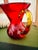 Ruby Red Vintage Art Glass Pitcher Attributed to Blenko Ruby Red With Amber Handle Mid Century Modern For Sale - Image 8 of 9
