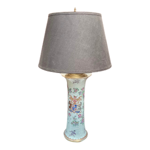 Early 20th Century French Amorial Royal Crest Porcelain Vase Lamp